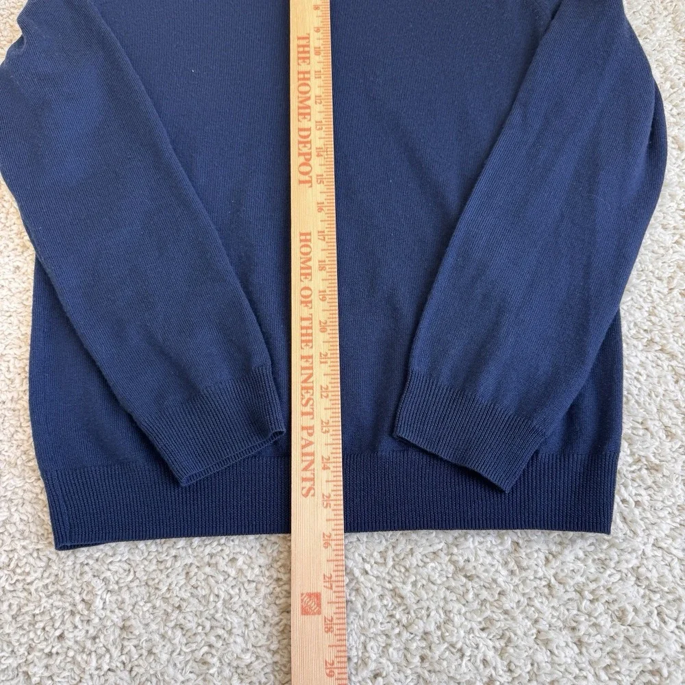 J.Crew Slim Fit 100% Merino Wool V Neck Sweater Mens Medium Navy Blue Pullover